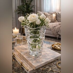 Mikasa ATLANTIC Crystal Vase – Elegant Wave Design